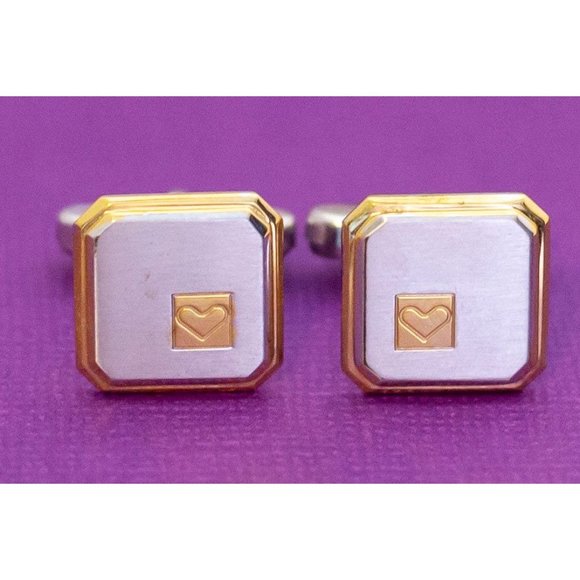 Vintage 850 Silver Heart Cuff Links - Q28 - Picture 2 of 3